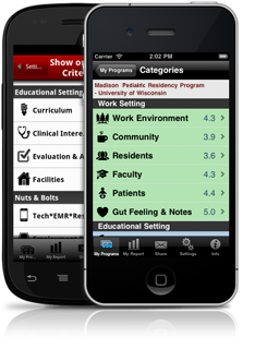 Residency Rater app screenshots on phones