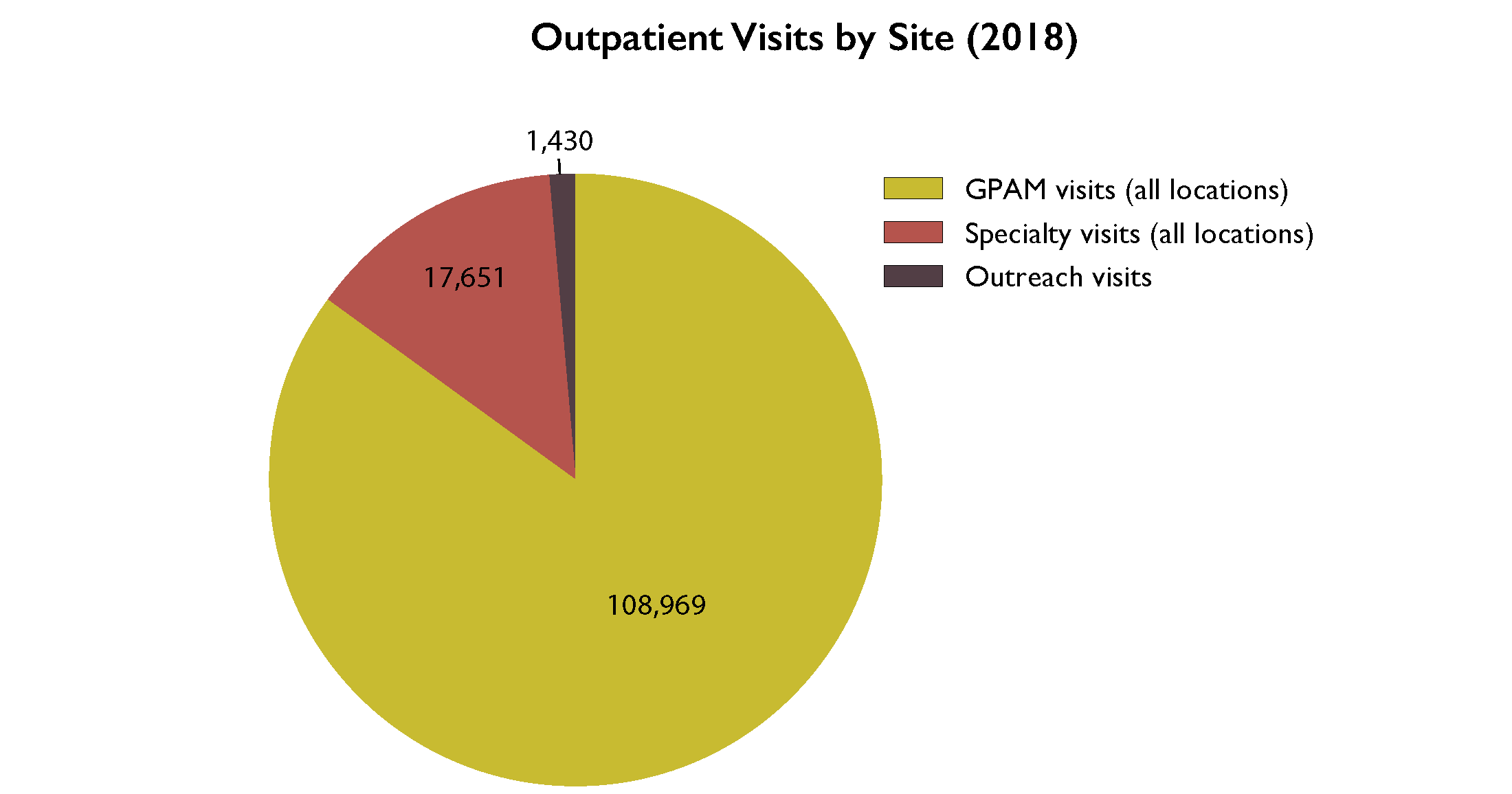 Outpatient Visits by Site with numbers graph