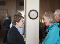 Patricia Kokotailo, MD, MPH, chats with Ellen Stephenson at the reception.